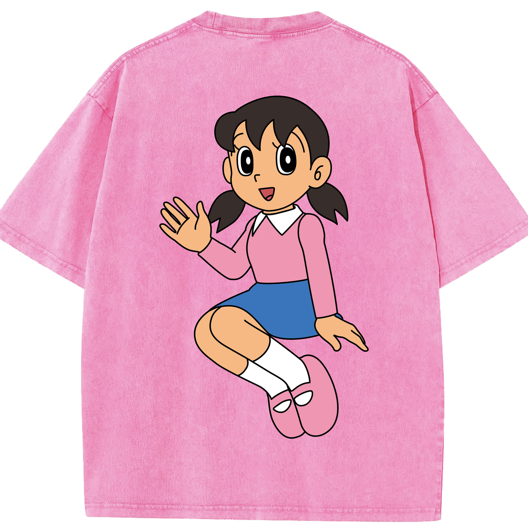 （画像用） ドラえもん みなもと しずか Doraemon Shizuka Minamoto 綿100% ヴィンテージ風 半袖Tシャツ（背面プリント）